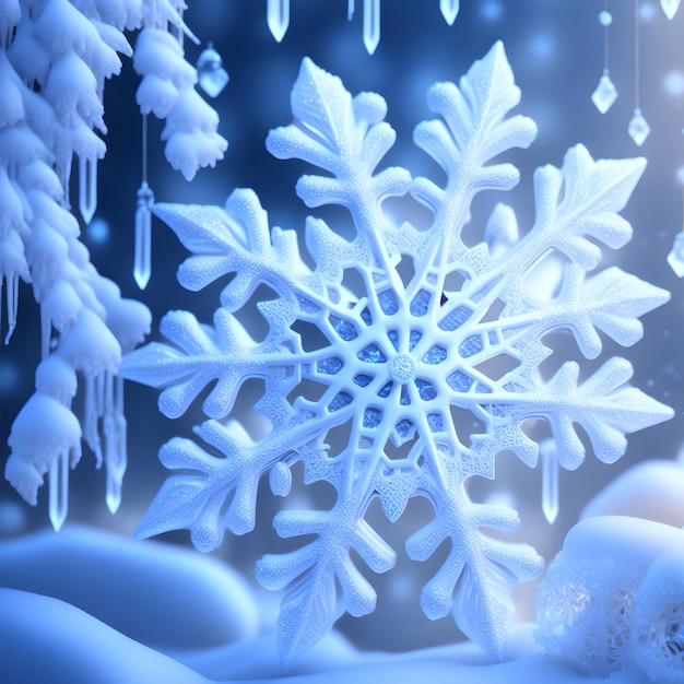 Snowflakes icicles ornaments christmas wallpaper picture