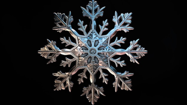 Snowflakes isolated black background abstract ornament Generative AI