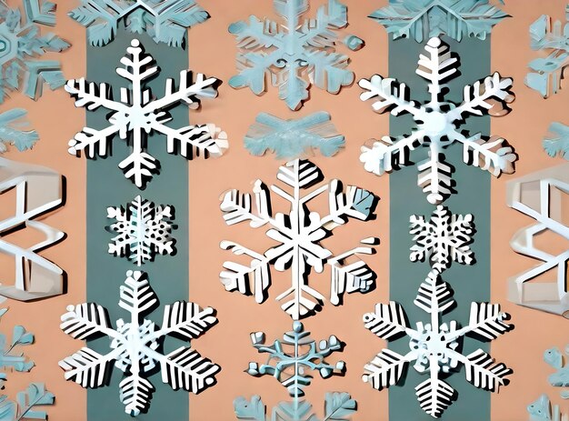 Snowflakes on painted background 3D shadows vintage colors Generative AI Generated