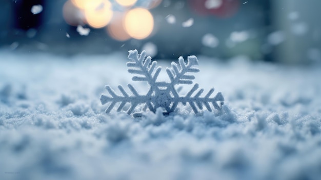 Snowflakes on snow Christmas and New Year background