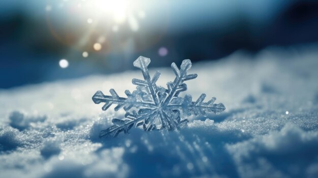 Snowflakes on snow christmas and new year background