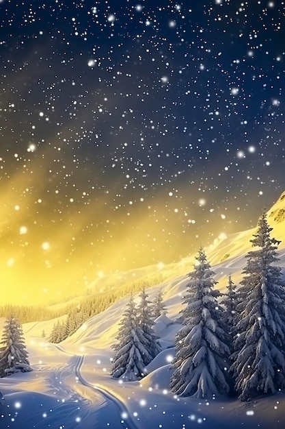Snowflakes snow texture winter forest background