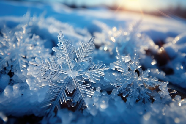 snowflakes on snowdrifts macro advertising photography