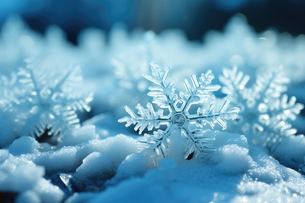 snowflakes on snowdrifts macro advertising photography