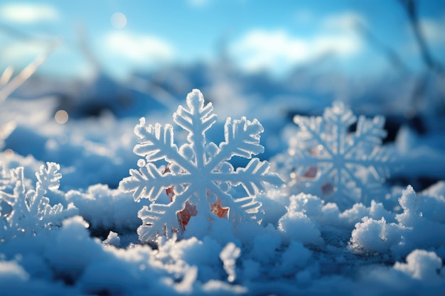 snowflakes on snowdrifts macro advertising photography