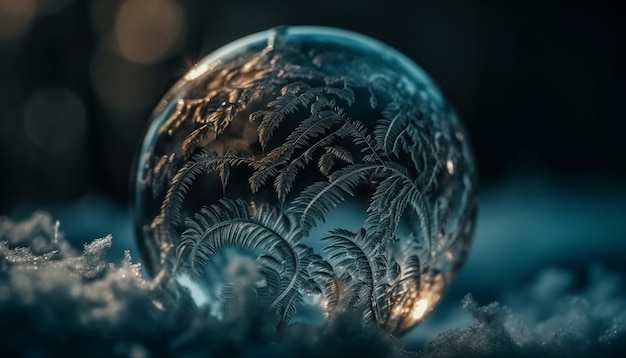 Snowflakes and spheres winter celebration shining bright generated by AI