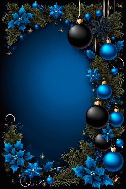 Foto fiocchi di neve e stelle che scendono su uno sfondo blu bel disegno di neve con ornamenti