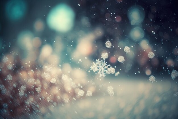 snowflakes texture background with hazy snowfall