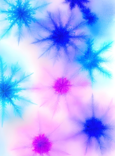 Фото Снежинки окрашенный фон с акварелью в пастельных тонах генеративный ии