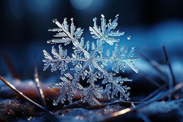 Photo a snowflorer that looks like it's made out of ice and snow flakes on the ground