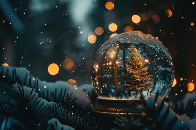 Foto snowglobe in eve night wish concept abstract ontfocusde achtergrond