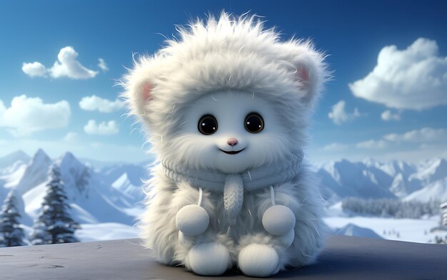 Photo snowing winter super cute baby bear