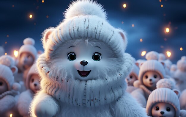 Photo snowing winter super cute baby bear