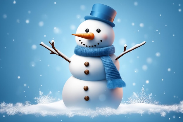 Snowman on a blue background