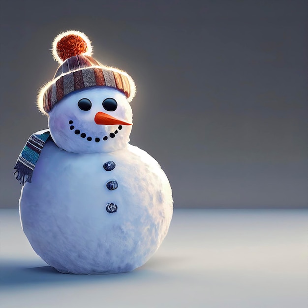 Snowman christmas character cute snowman in christmas scenery animated illustration