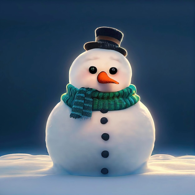 Снеговик рождественский персонаж милый снеговик в рождественском пейзаже анимированная иллюстрация