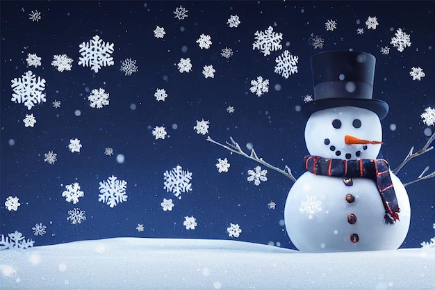 snowman and christmas tree AI generative