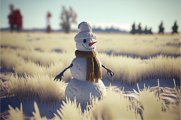 Snowman decorates the festival Merry Christmas 3D rendering