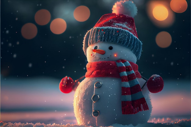 눈사람은 축제 메리 크리스마스 3D 렌더링을 장식합니다.