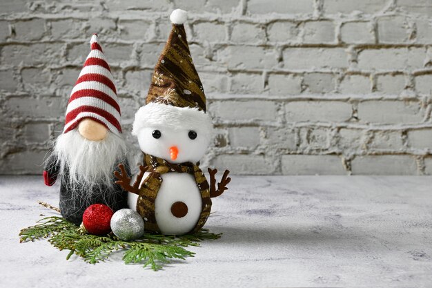 Snowman and elf are waiting for the New Year holidays