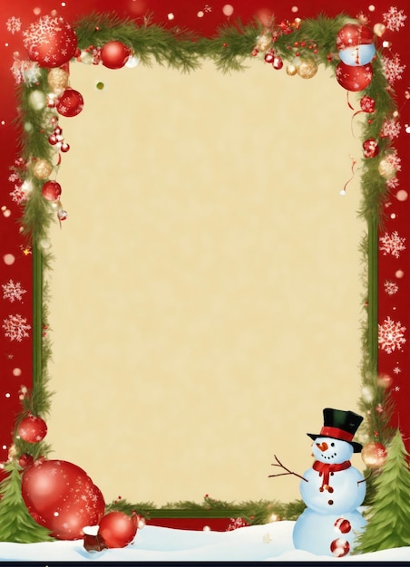 Photo snowman frame border copy space background