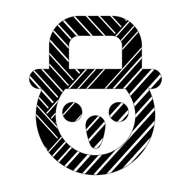 snowman head icon black white diagonal lines