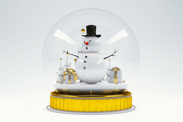 Snowman inside a dome celebrating Christmas