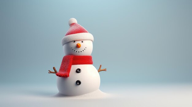 Photo snowman isolated on the minimalist background