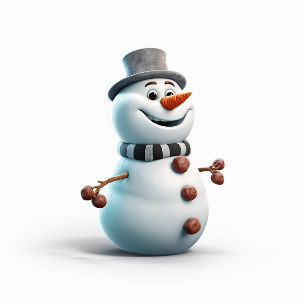 Photo snowman isolated on white generative ai