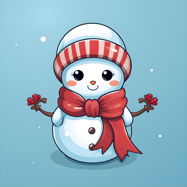 Photo snowman mascot design winter theme line art illustration