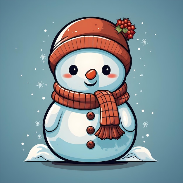 Photo snowman mascot design winter theme line art illustration