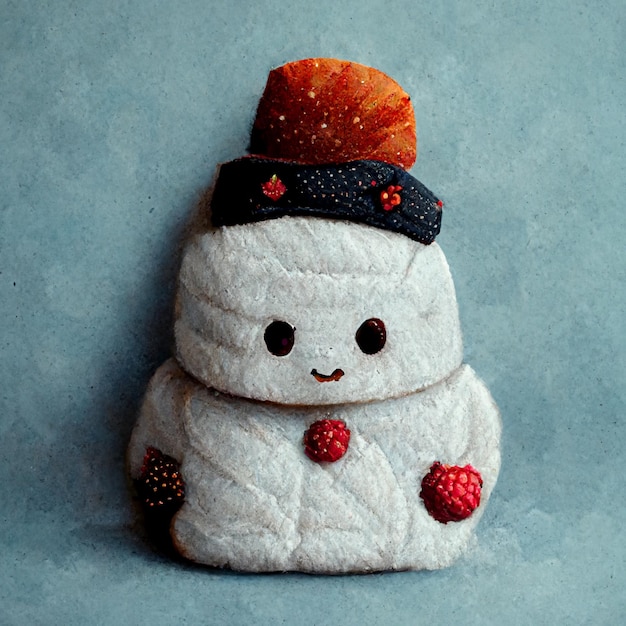 Snowman plush toy, with Christmas hat and red gloves