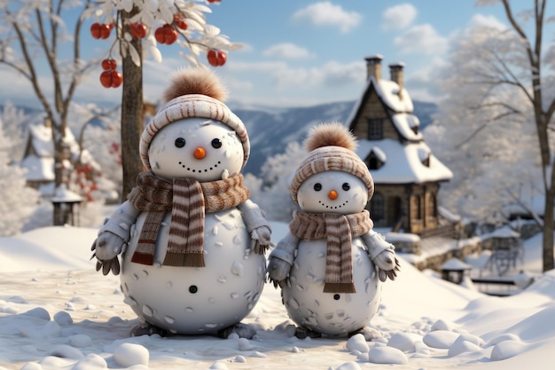 snowman sitting on natural background ai generated