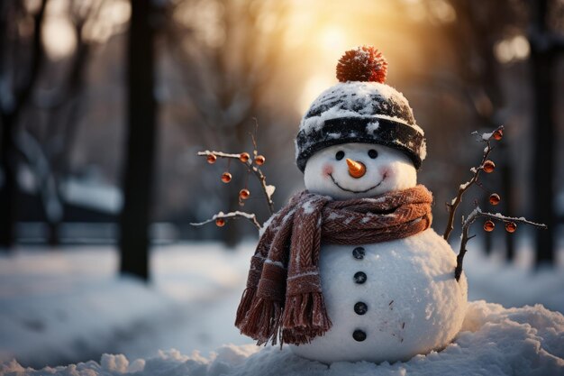 Снежный человек на снегу
