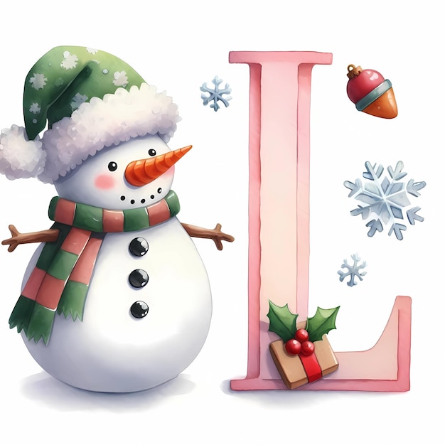 Снежный человек декабрь пастель идеальное украшение карта зимний шрифт английский алфавит праздничный шрифт