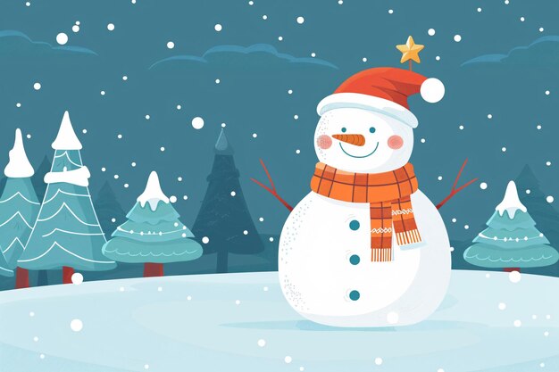 Photo a snowman in a snowy landscape