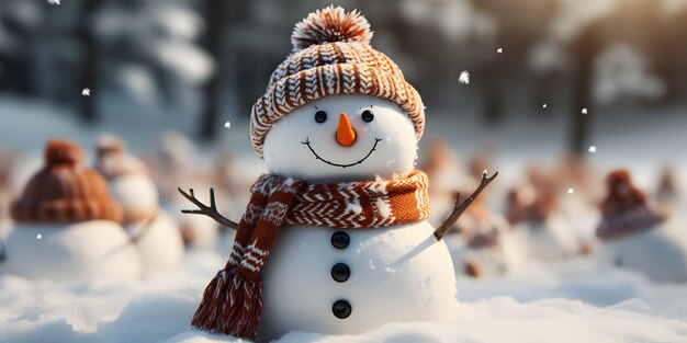 snowman that is standing in the snow Generative AI