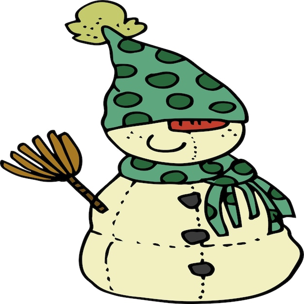 Snowman Watercolor Illustration on White Background