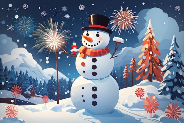 snowman in winter atmosphere decorated AI generated
