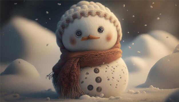 snowman in winter background, Generative ai