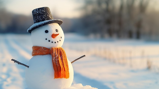 Premium AI Image | Snowman with a carrot nose hat scarf coal buttons ...