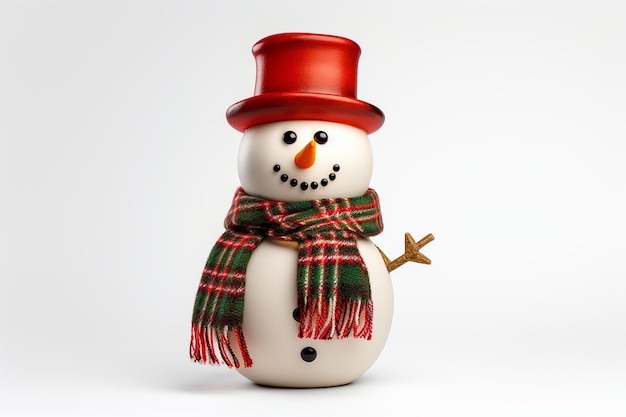Снеговик в шляпе и шарфе на прозрачном фоне AI