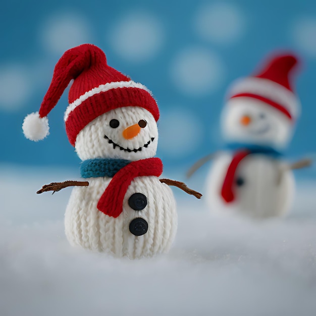 Photo a snowman with a hat and a snowman on the top