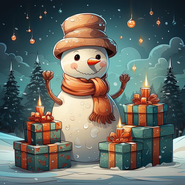 a snowman with a hat that says  snowman