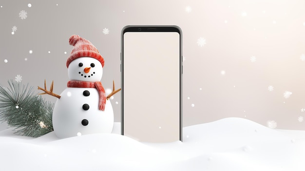 snowman with mobile phone