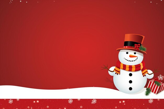 Photo a snowman with a red top hat and scarf