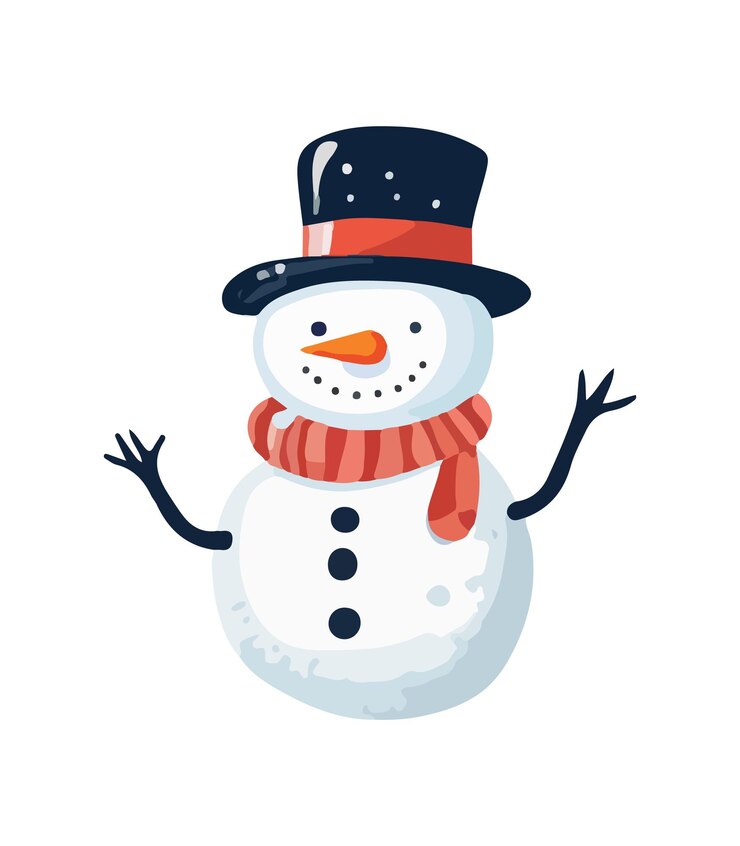 Photo snowman with a scarf gloves and hat isolated in a white background in cartoon watercolor style flat design vector illustration