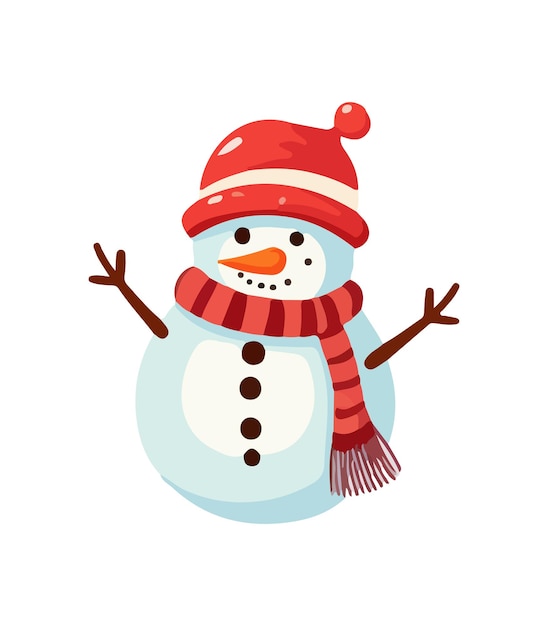 Photo snowman with a scarf gloves and hat isolated in a white background in cartoon watercolor style flat design vector illustration