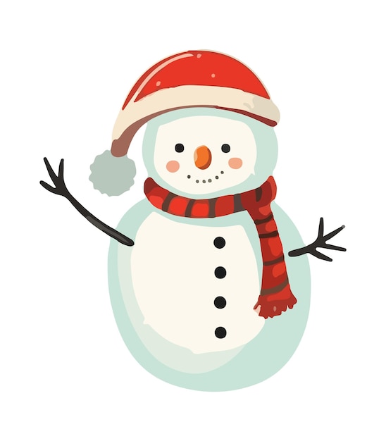 Photo snowman with a scarf gloves and hat isolated in a white background in cartoon watercolor style flat design vector illustration