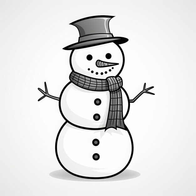 Photo snowman with scarf and hat on white background vector illustration